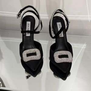 Steve Madden Black Pumps with Glittering Silver Buckles